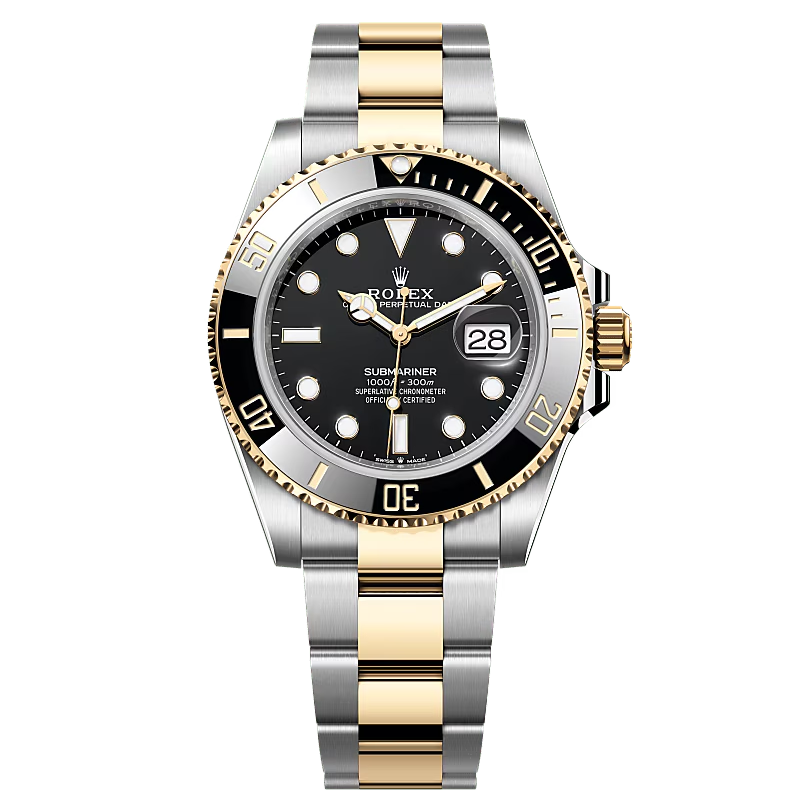 Rolex Submariner Date Dual Tone Automatic Stainless Steel Black Dial Men’s Chain Watch