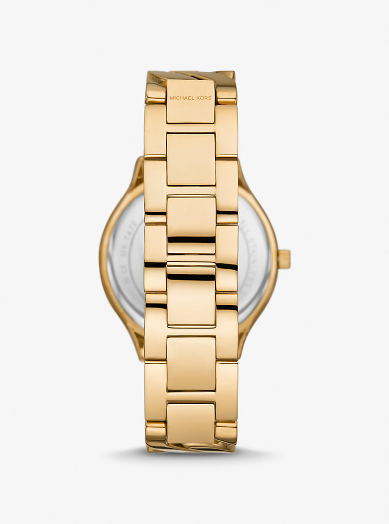 Michael Kors Slim Runway MK7472 White Dial Quartz Golden Tone Stainless Steel Women’s Watch