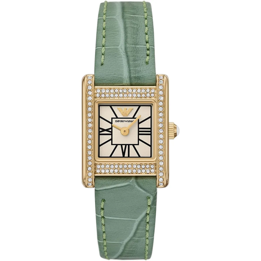 Emporio Armani Genni AR11661 Quartz White Dial Genuine Leather Strap Ladies Watch