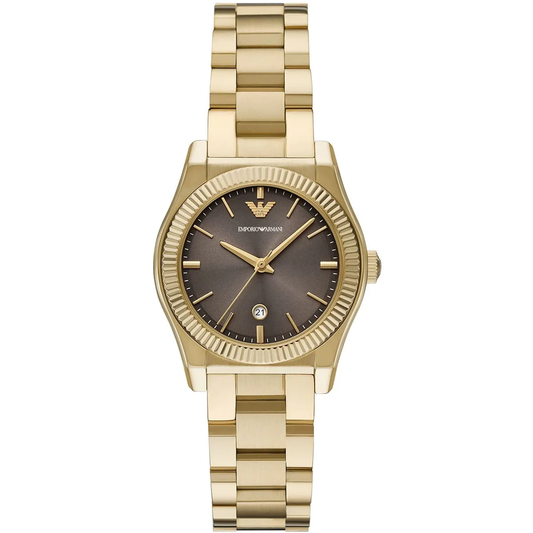 Emporio Armani Federico AR11700 Gold-Tone Quartz Brown Dial Stainless Steel Chain Lady’s Watch