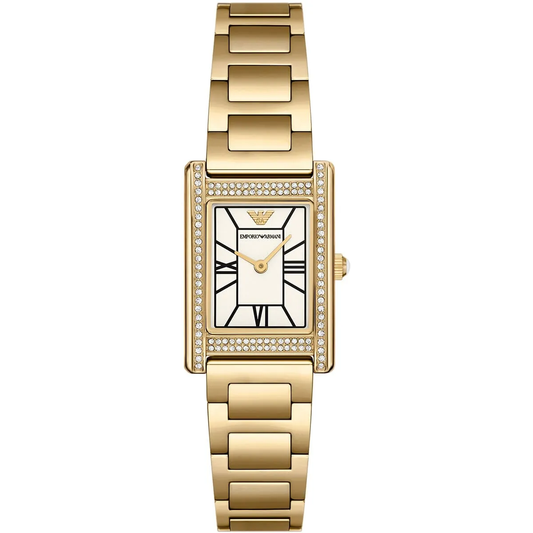 Emporio Armani Genni AR11659 Quartz Gold-Tone Mother Of Pearl Dial Stainless Steel Chain Lady’s Watch
