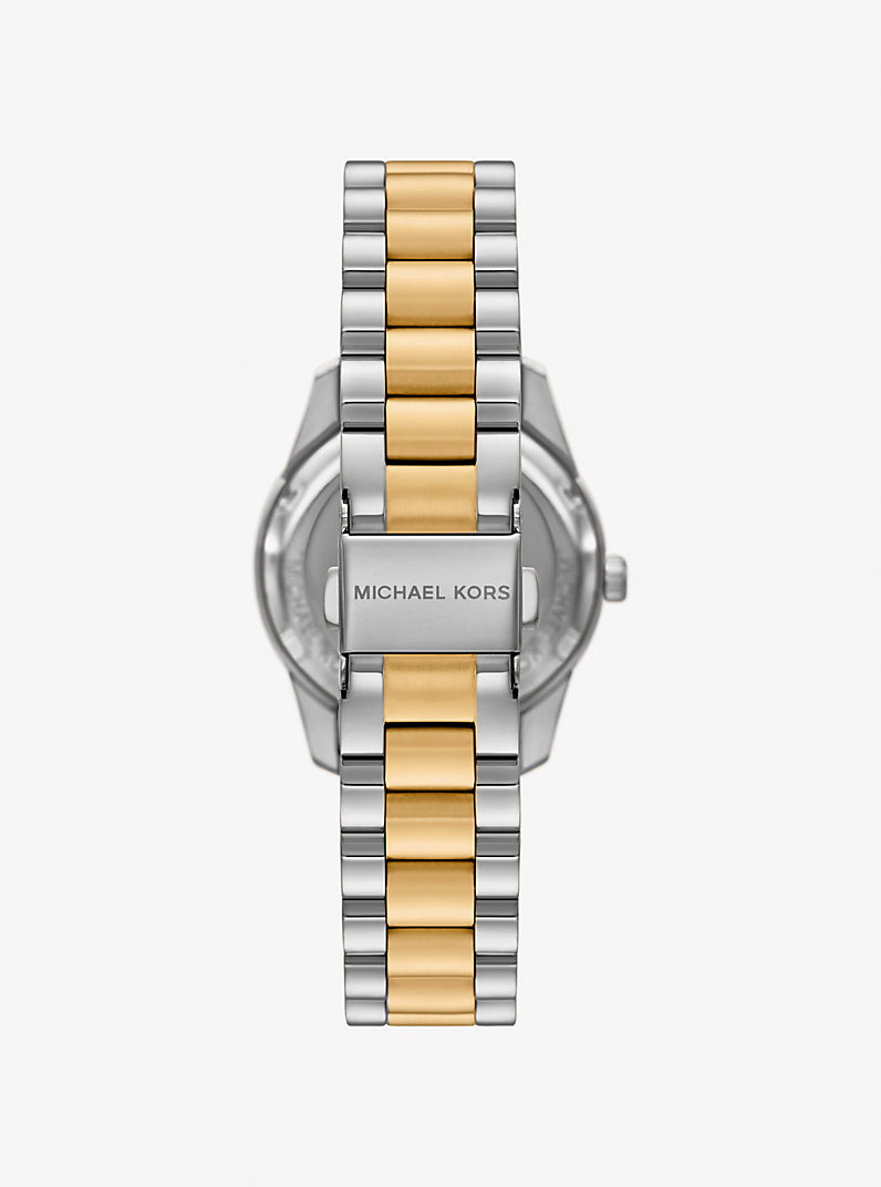 Michael Kors Mini Lexington MK4925 Chronograph Quartz Black Pavé Dial Stainless Steel Chain Ladies Watch