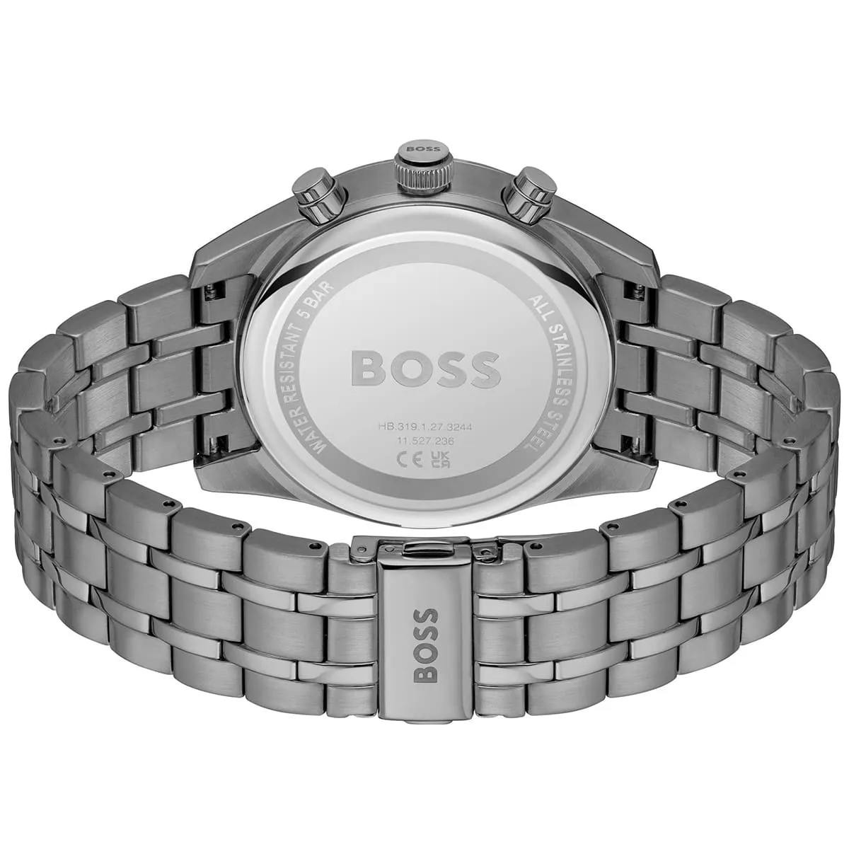 Hugo Boss Sky-Traveller HB1514153 Chronograph Quartz Metallic Grey Dial Stainless Steel Chain Men’s Watch