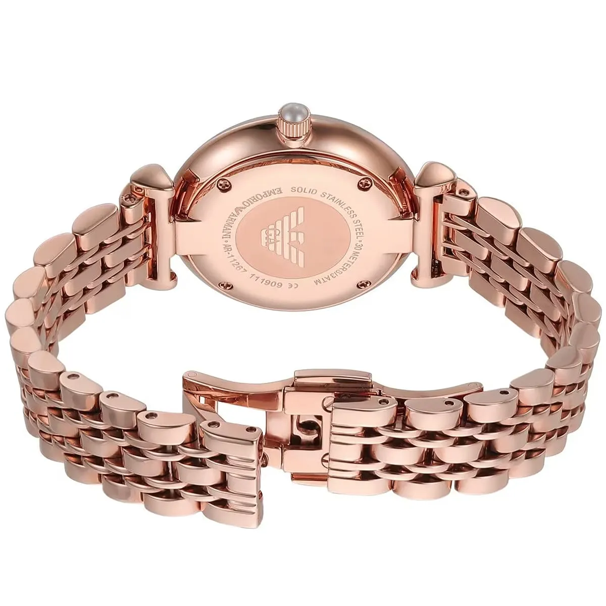 Emporio Armani Gianni T-Bar AR11267 Quartz White Dial Stainless Steel Chain Lady’s Watch