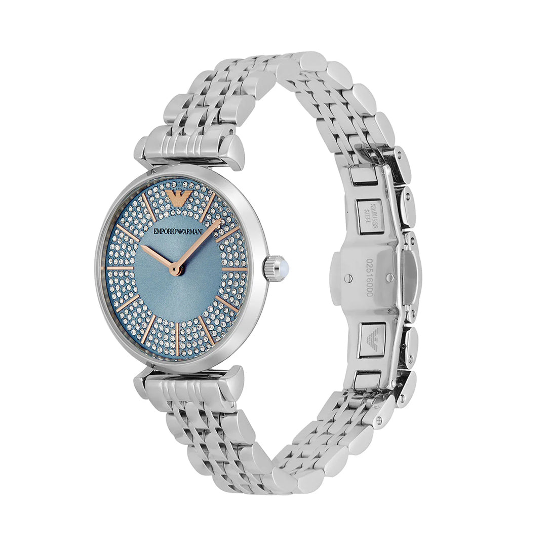 Emporio Armani Gianni T-Bar AR11594 Quartz Tiffany Blue Dial Stainless Steel Chain Lady’s Watch