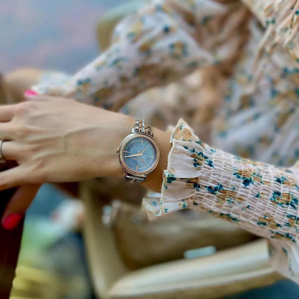 Michael Kors Cinthia MK3642 Quartz Grey Dial Stainless Steel Two-Tone Chain Ladies Watch