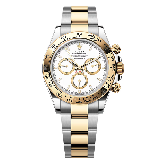 Ro-lex Daytona Dual Tone With White Dial Oyster Perpetual Automatic Stainless Steel Chain Men’s Watch