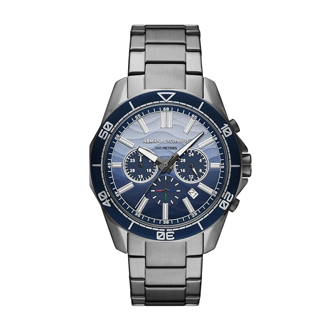 Armani Exchange Spencer AX1967 Chronograph Quartz Blue Dial Stainless Steel Chain Men’s Watch
