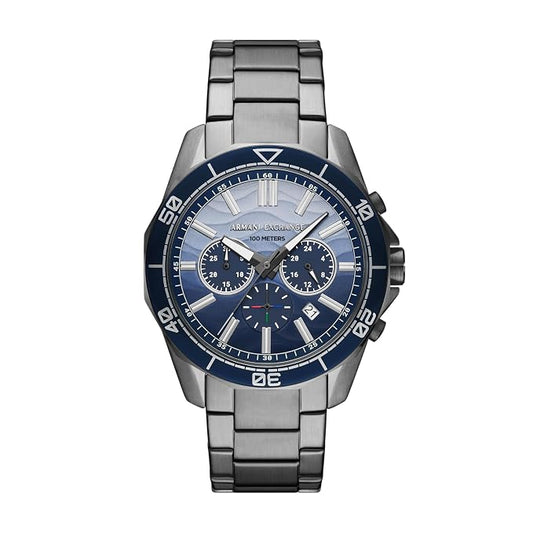 Armani Exchange Spencer AX1967 Chronograph Quartz Blue Dial Stainless Steel Chain Men’s Watch