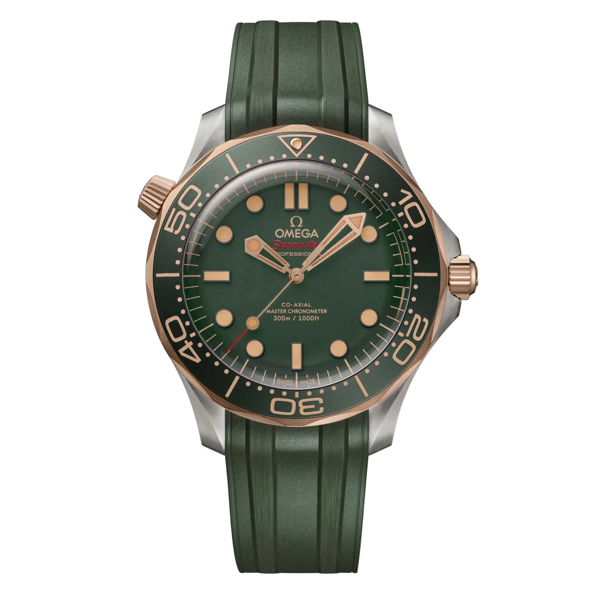 Omega Seamaster Professional Diver 300M Automatic Green Silicon Strap Men's Watch