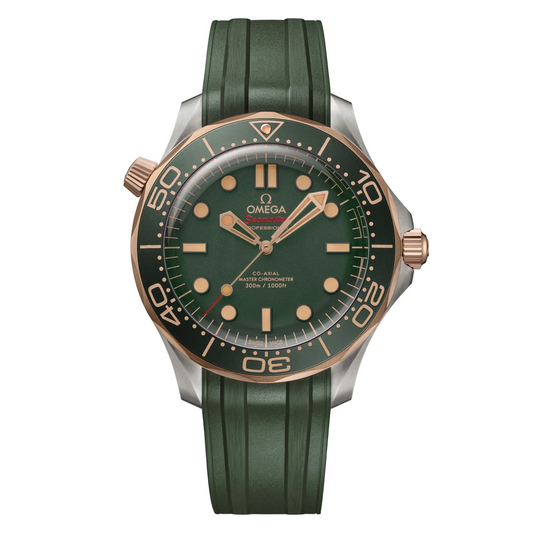 Omega Seamaster Professional Diver 300M Automatic Green Silicon Strap Men's Watch