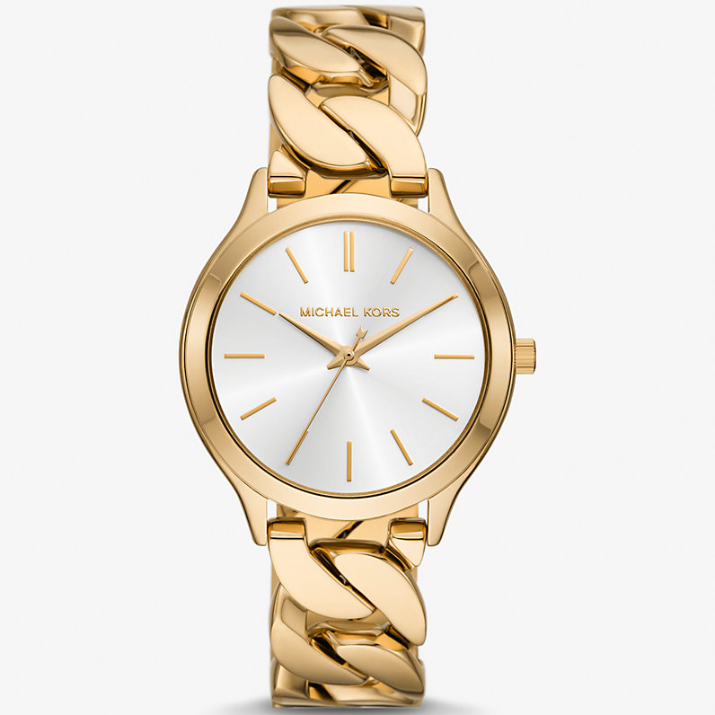 Michael Kors Slim Runway MK7472 White Dial Quartz Golden Tone Stainless Steel Women’s Watch