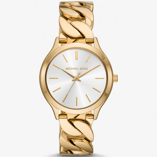 Michael Kors Slim Runway MK7472 White Dial Quartz Golden Tone Stainless Steel Women’s Watch