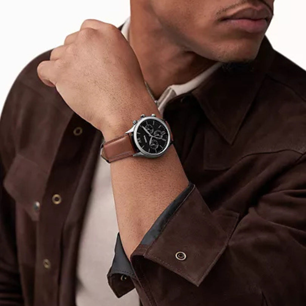 Hugo Boss Sky-Traveller HB1514161 Chronograph Quartz Genuine Leather Strap Men’s Watch