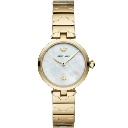 Emporio Armani Arianna AR11198 Quartz Mother Of Pearl Dial Gold-Tone Stainless Steel Chain Lady’s Watch