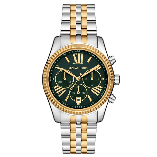 Michael Kors Lexington MK4984 Chronograph Quartz Green Dial Stainless Steel Chain Ladies Watch