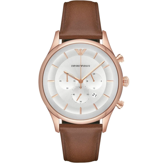 Emporio Armani LAMBDA AR11043 Chronograph Quartz Genuine Leather Men’s Watch