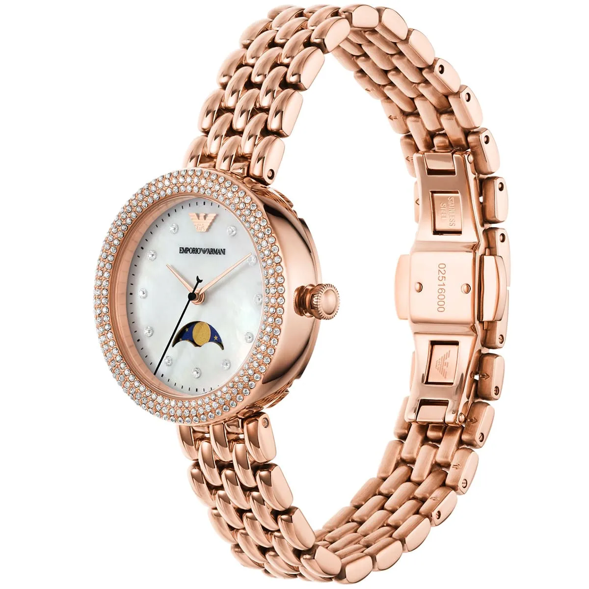 Emporio Armani Rosa AR11462 Quartz Mother Of Pearl Dial Stainless Steel Chain Lady’s Watch