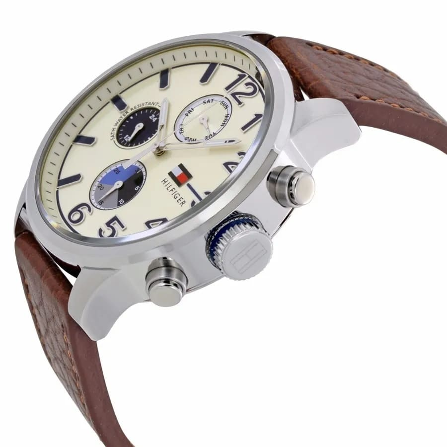 Tommy Hil-figer Jackson 1791239 Multi-Function Chronograph Quartz Genuine Leather Strap Men’s Watch