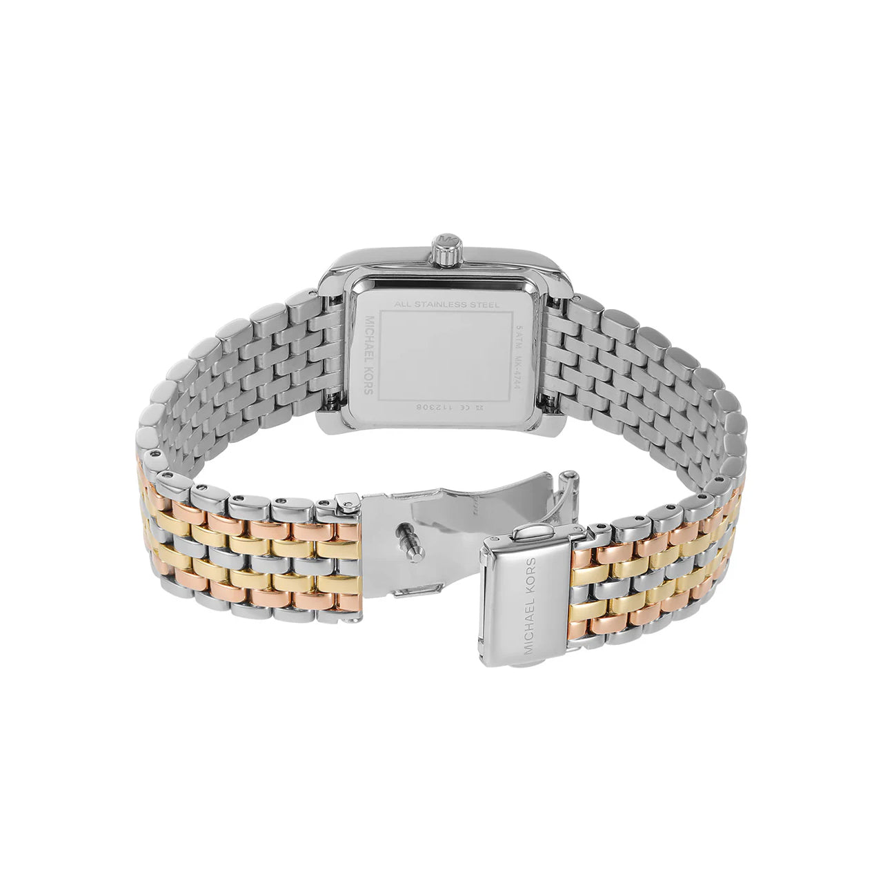 Michael Kors Emery MK4744 Quartz White Dial Tri-Tone Stainless Steel Chain Ladies Watch