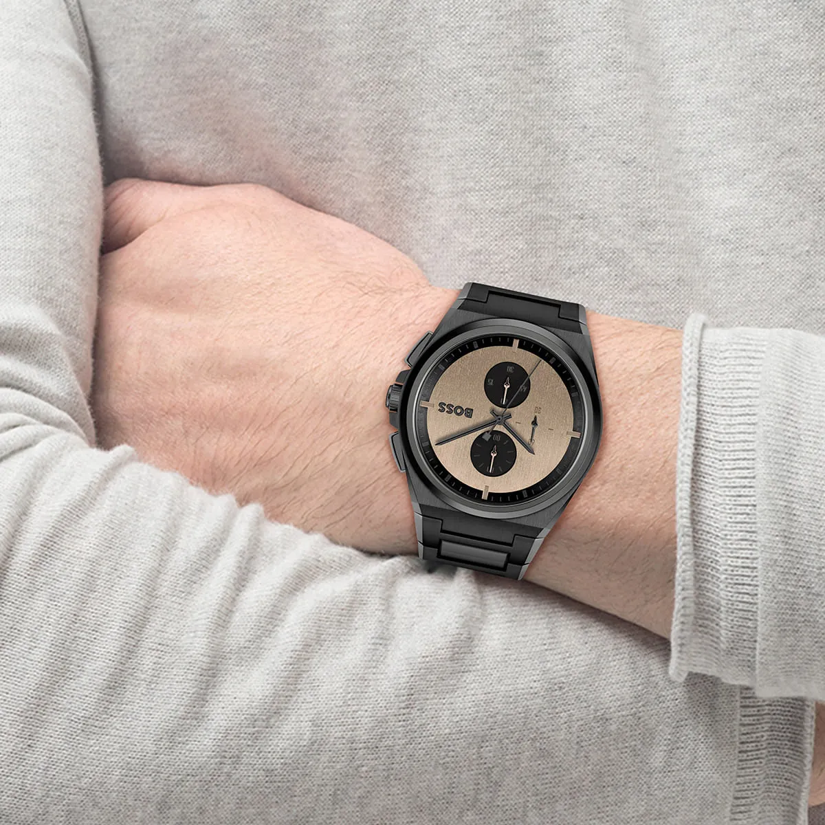 Hugo Boss Steer Chrono Horloge HB1514043 Chronograph Quartz Stainless Steel Chain Men’s Watch