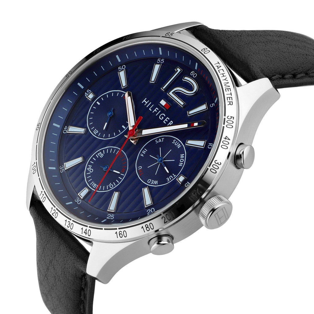 Tommy Hil-figer Gavin 1791468 Chronograph Quartz Blue Dial Genuine Leather Strap Men’s Watch