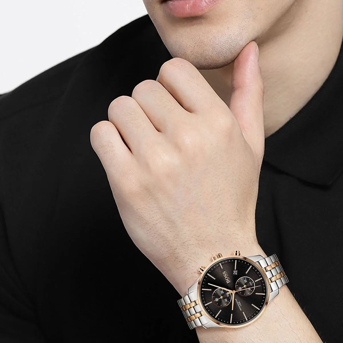 Hugo Boss Associate HB1513840 Chronograph Black Dial Quartz Stainless Steel Chain Men’s Watch