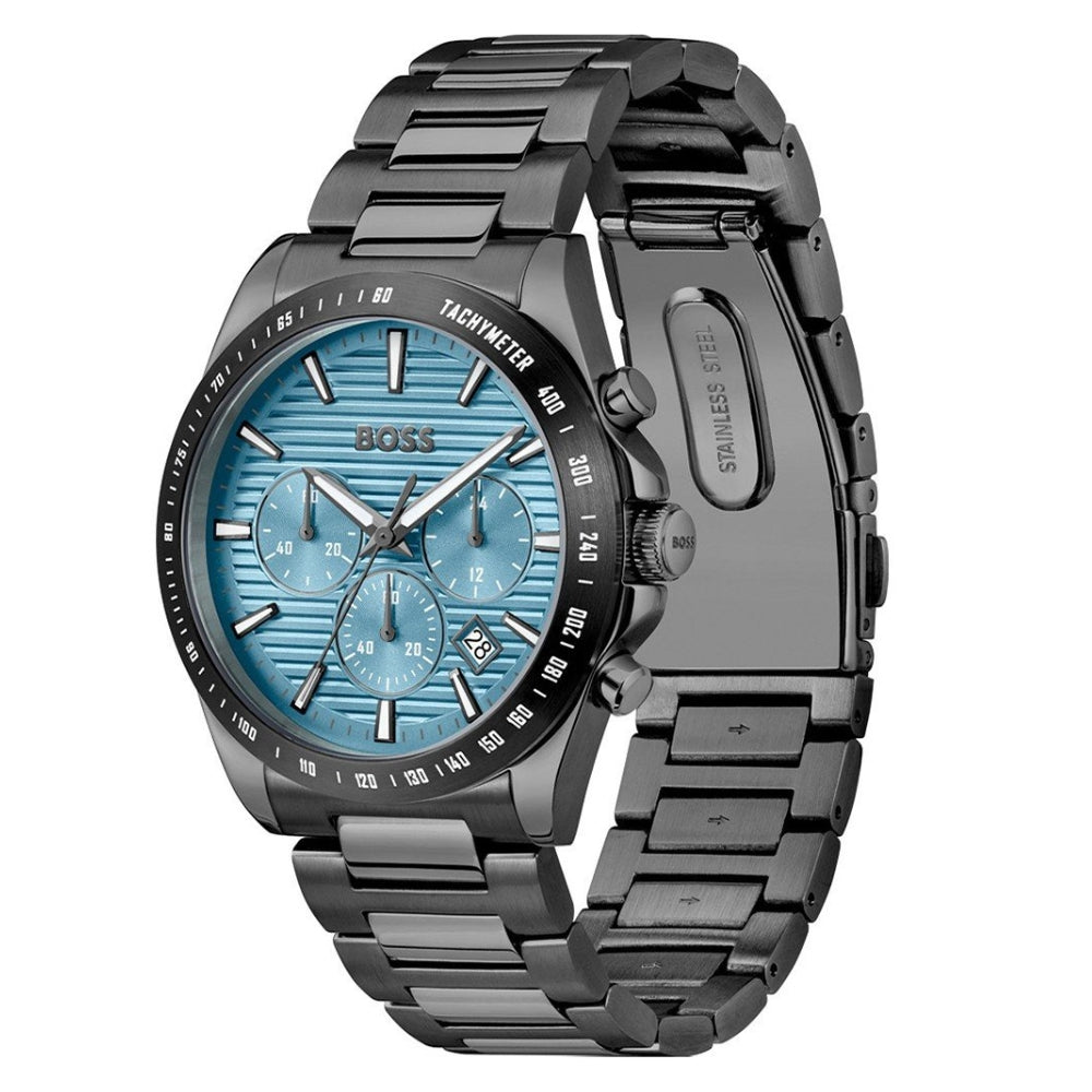 Hugo Boss Strike Chrono HB1514242 Tiffany Blue Dial Quartz Stainless Steel Chain Men’s Watch
