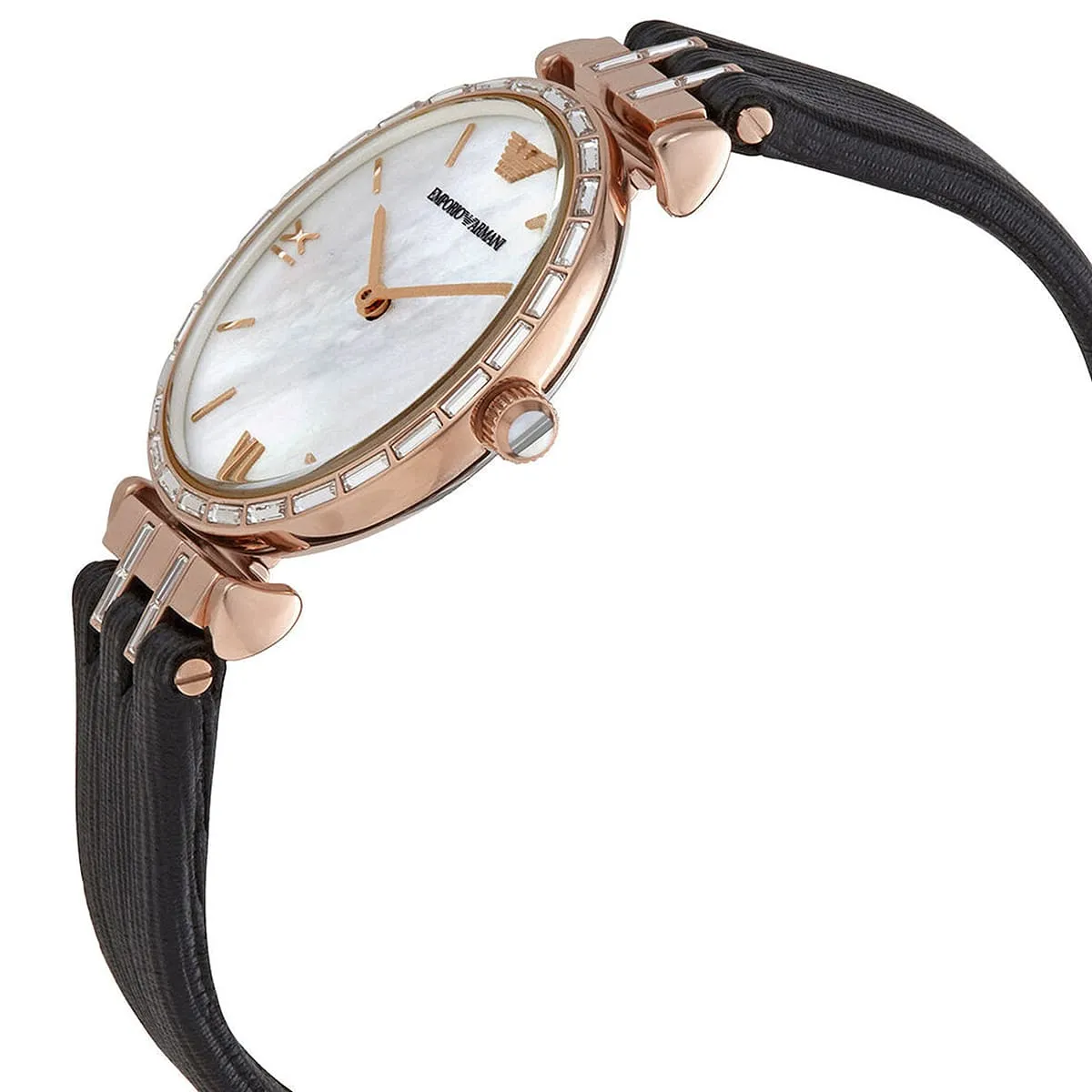Emporio Armani Gianni T-Bar AR11295 Quartz Mother Of Pearl Dial Genuine Leather Strap Ladies Watch