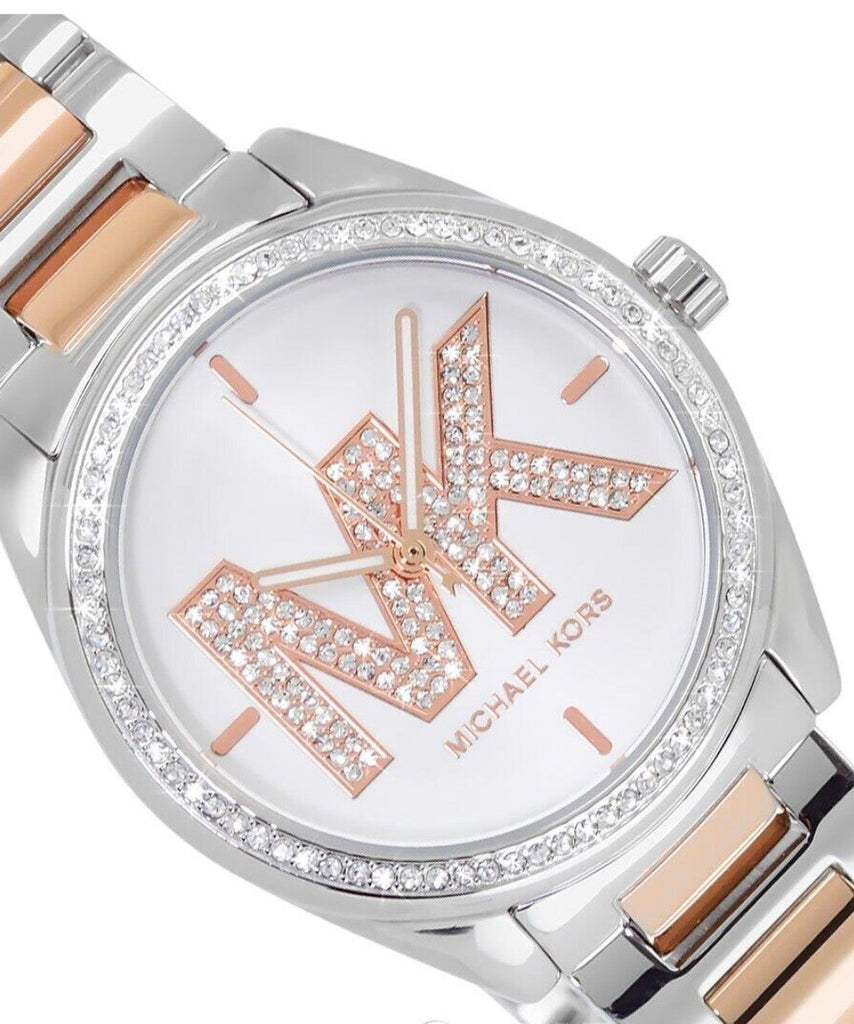 Michael Kors Janelle MK7383 Quartz White Dial Stainless Steel Two-Tone Chain Ladies Watch