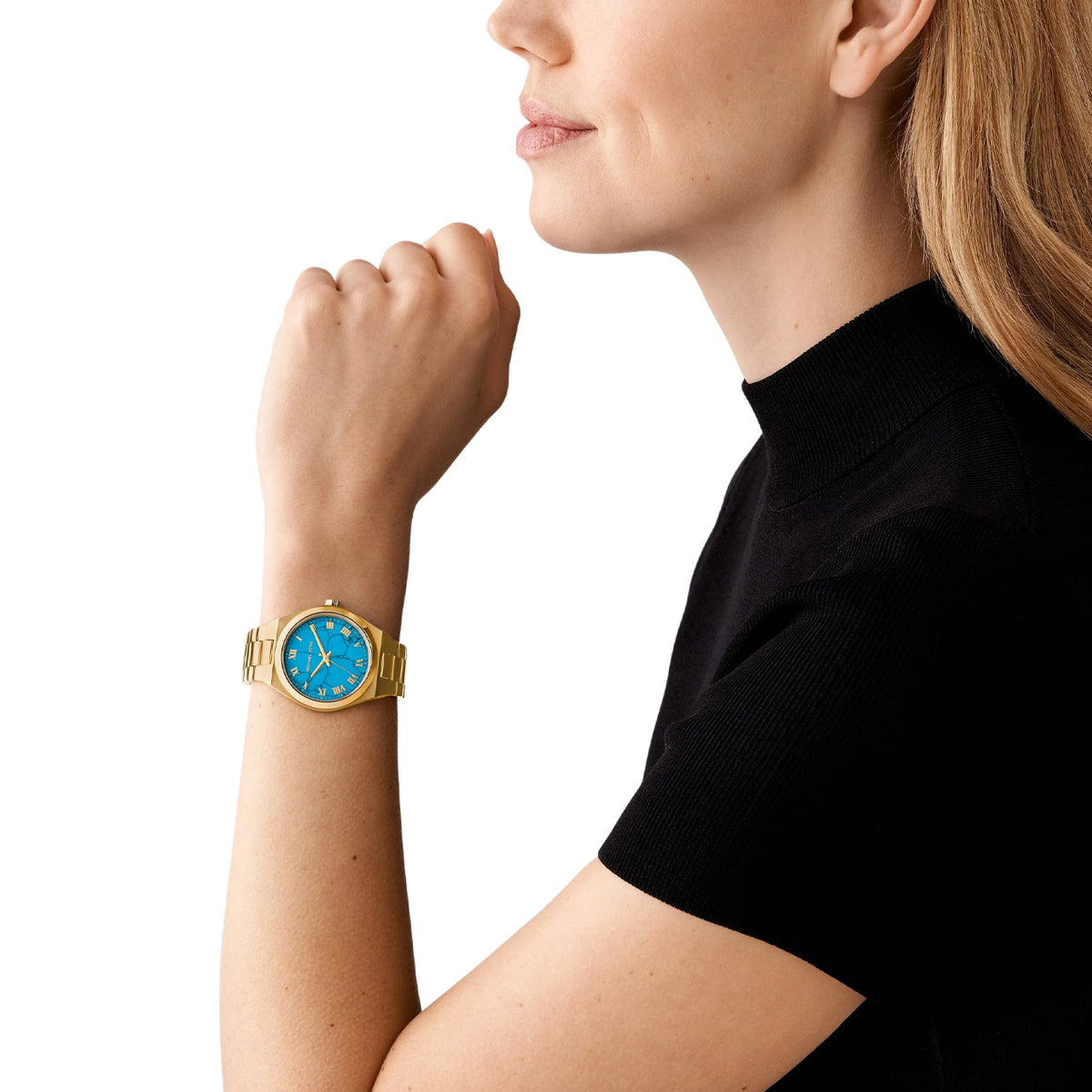 Michael Kors Lennox MK7460 Quartz Blue Dial Stainless Steel Chain Ladies Watch