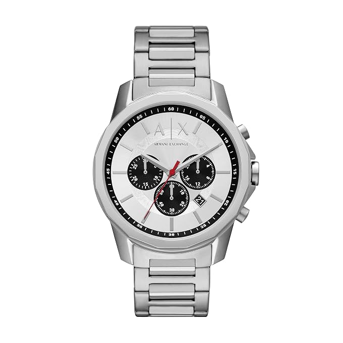 Armani Exchange Banks AX1742 Chronograph Quartz White Dial Stainless Steel Chain Men’s Watch