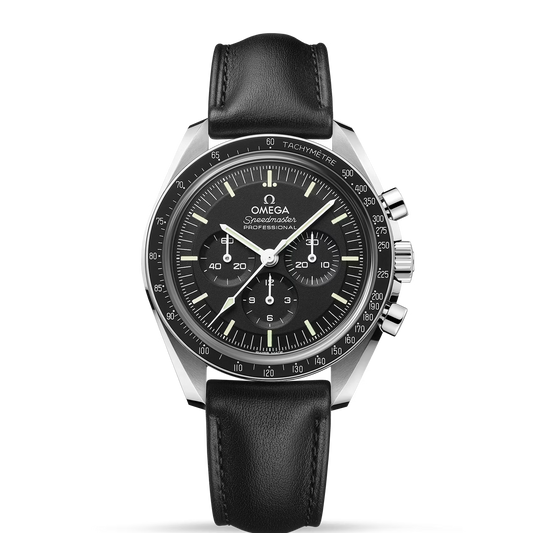 Omega Speedmaster Moonwatch Professional Automatic Stainless Steel Case Genuine Leather Strap Men's Watch