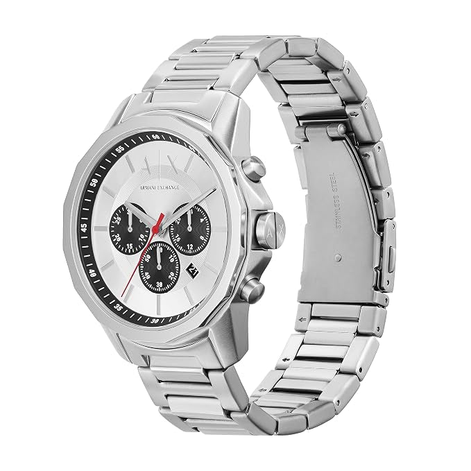 Armani Exchange Banks AX1742 Chronograph Quartz White Dial Stainless Steel Chain Men’s Watch