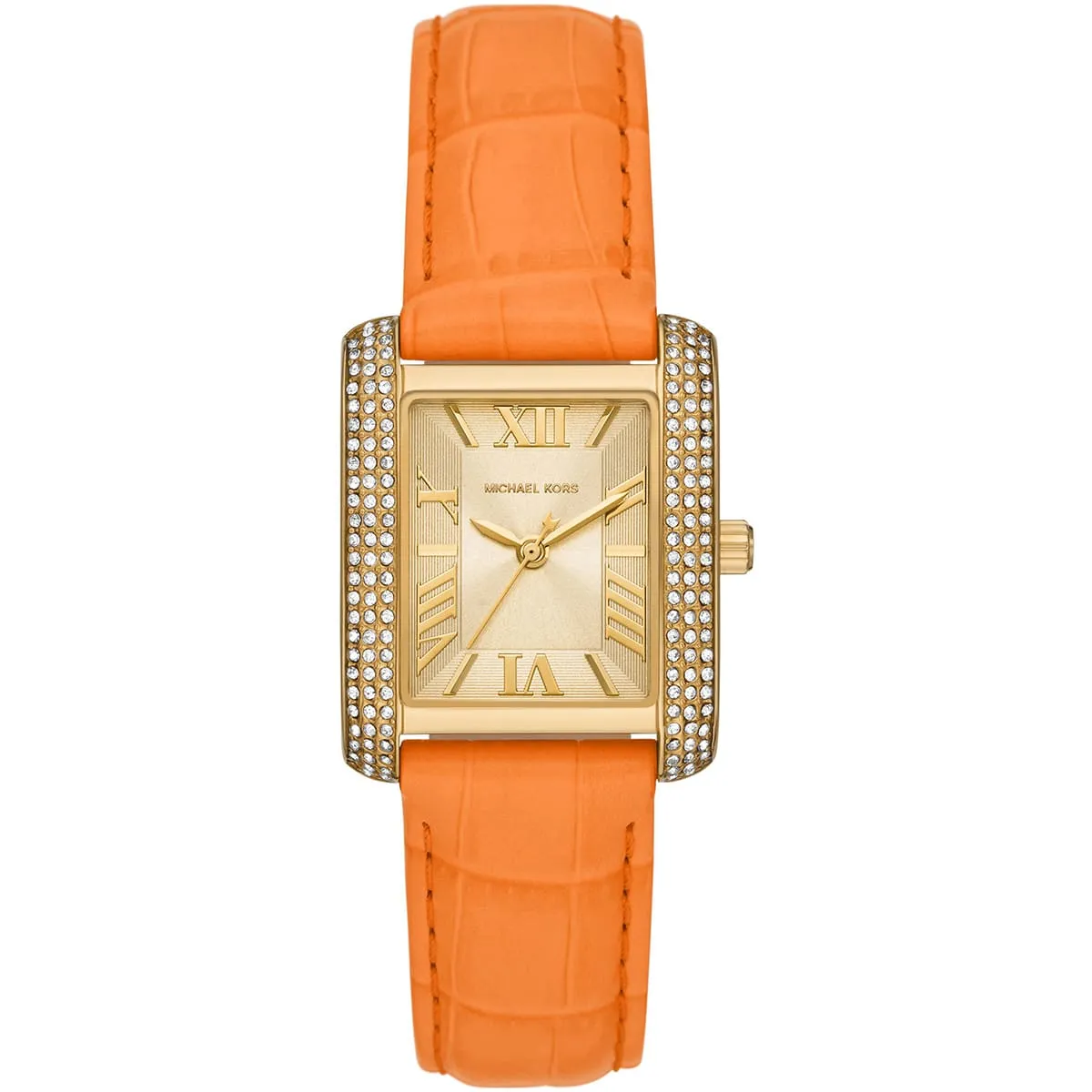 Michael Kors Emery Pavé MK2983 Quartz Golden Dial Genuine Leather Strap Ladies Watch