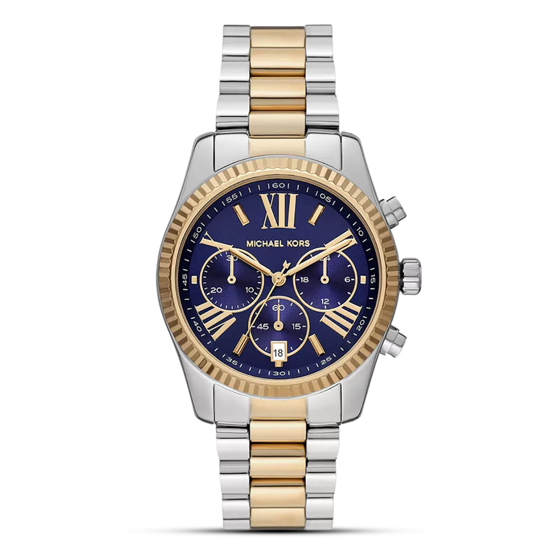 Michael Kors Lexington MK7218 Chronograph Quartz Blue Dial Stainless Steel Chain Ladies Watch