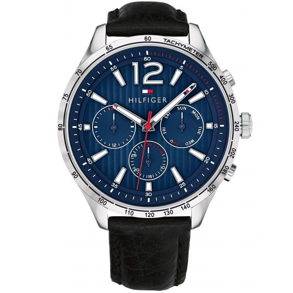 Tommy Hil-figer Gavin 1791468 Chronograph Quartz Blue Dial Genuine Leather Strap Men’s Watch