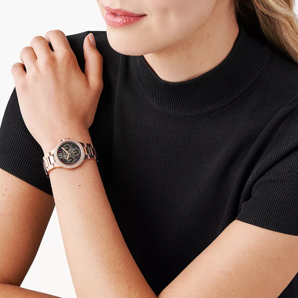 Michael Kors Camille MK6983 Quartz Chronograph Gunmetal Dial Stainless Steel Chain Ladies Watch