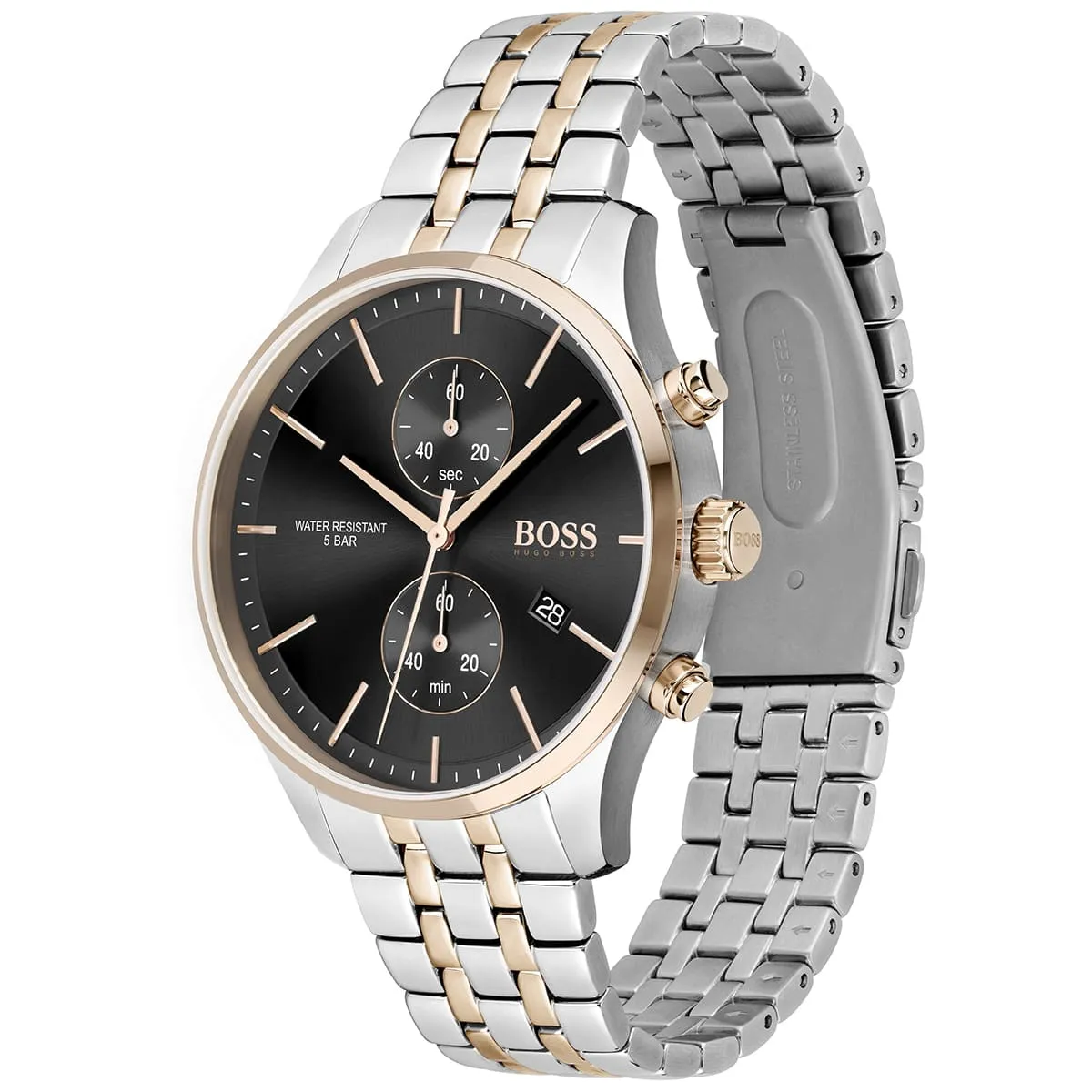 Hugo Boss Associate HB1513840 Chronograph Black Dial Quartz Stainless Steel Chain Men’s Watch