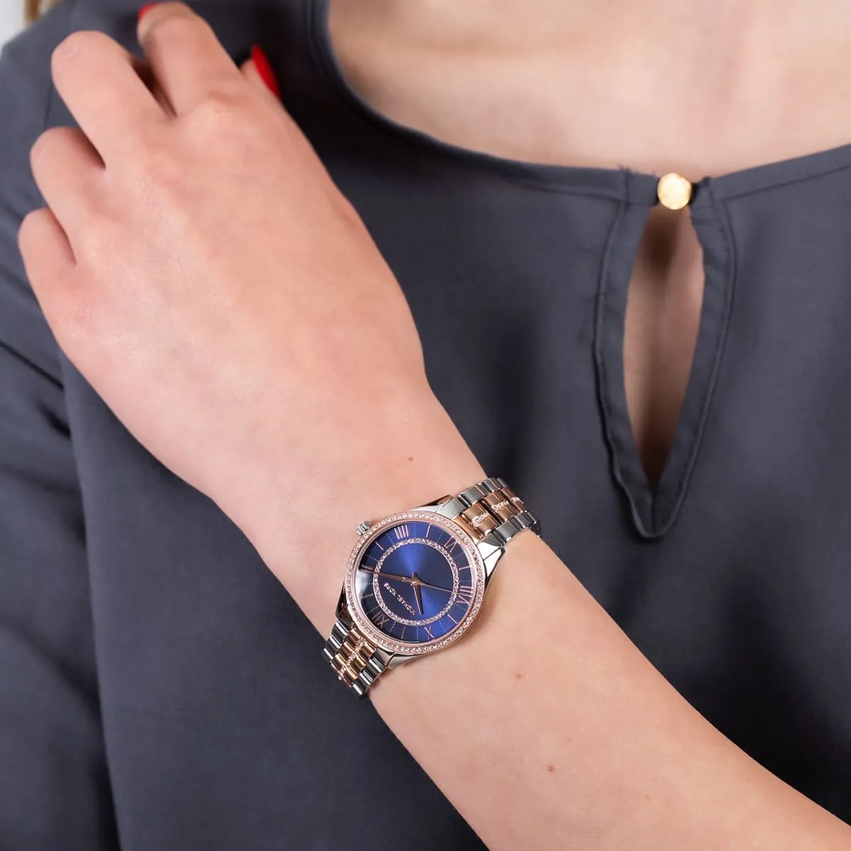 Michael Kors Lauryn MK3929 Quartz Blue Dial Stainless Steel Chain Two-Tone  Ladies Watch