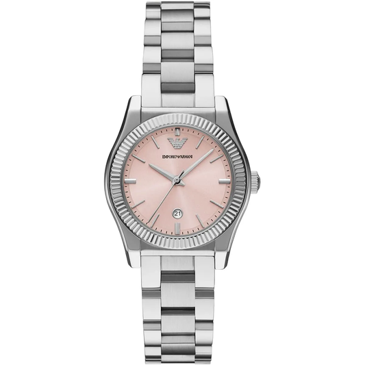 Emporio Armani Federico AR11658 Silver-Tone Quartz Pink Dial Stainless Steel Chain Lady’s Watch