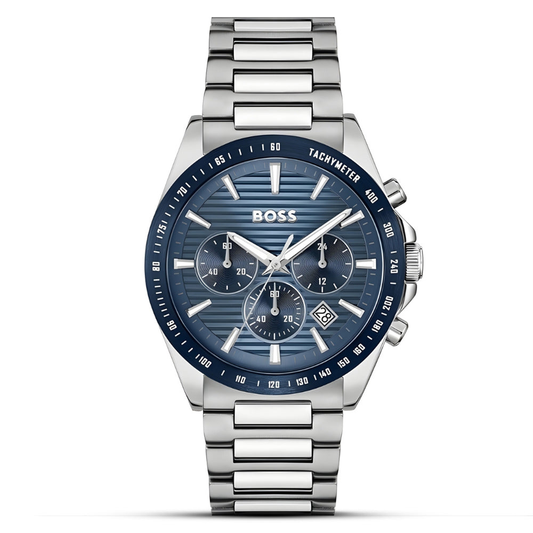 Hugo Boss Strike Chrono HB1514240 Blue Dial Quartz Stainless Steel Chain Men’s Watch
