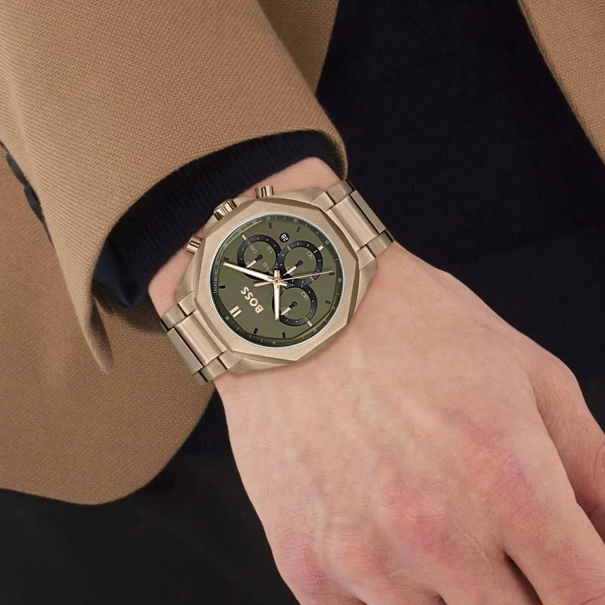 Hugo Boss Cloud HB1514019 Chronograph Quartz Green Dial Stainless Steel Chain Men’s Watch