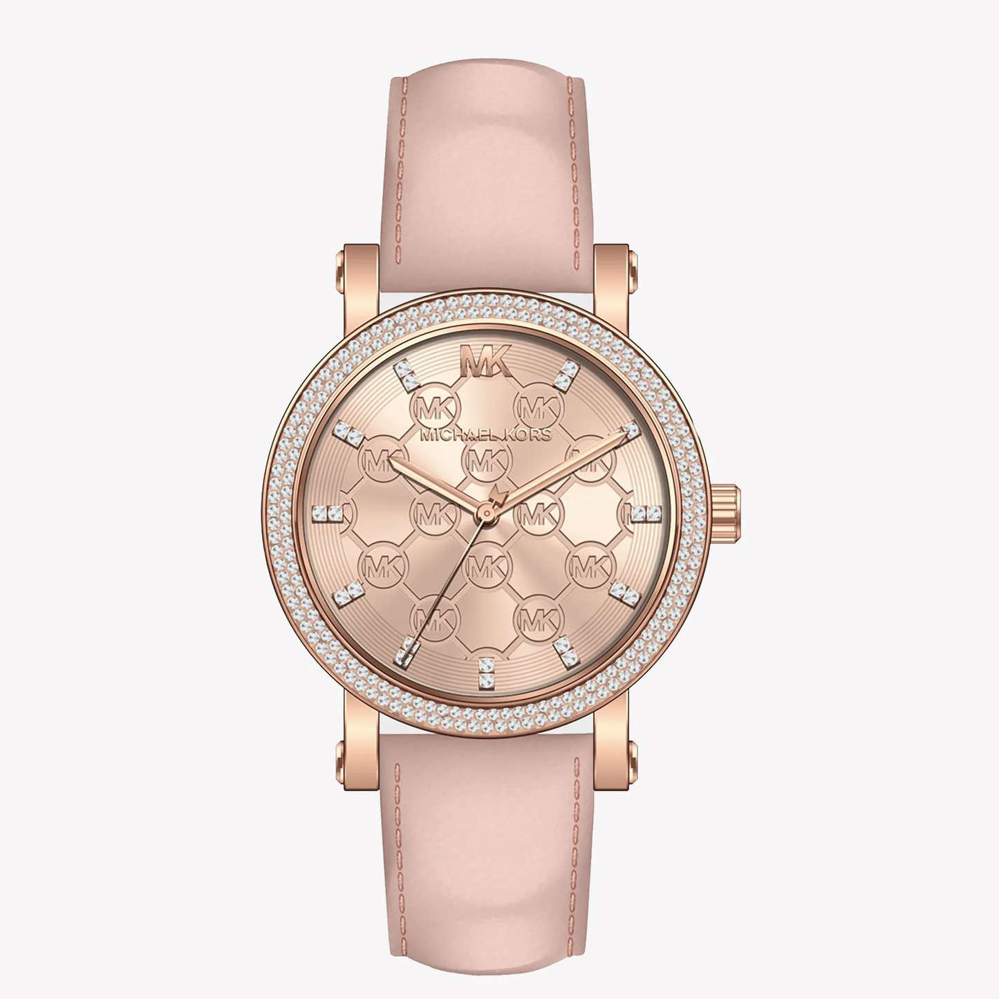 Michael Kors Corey MK2987 Quartz Crystal Rose Gold Dial Genuine Leather Strap Ladies Watch
