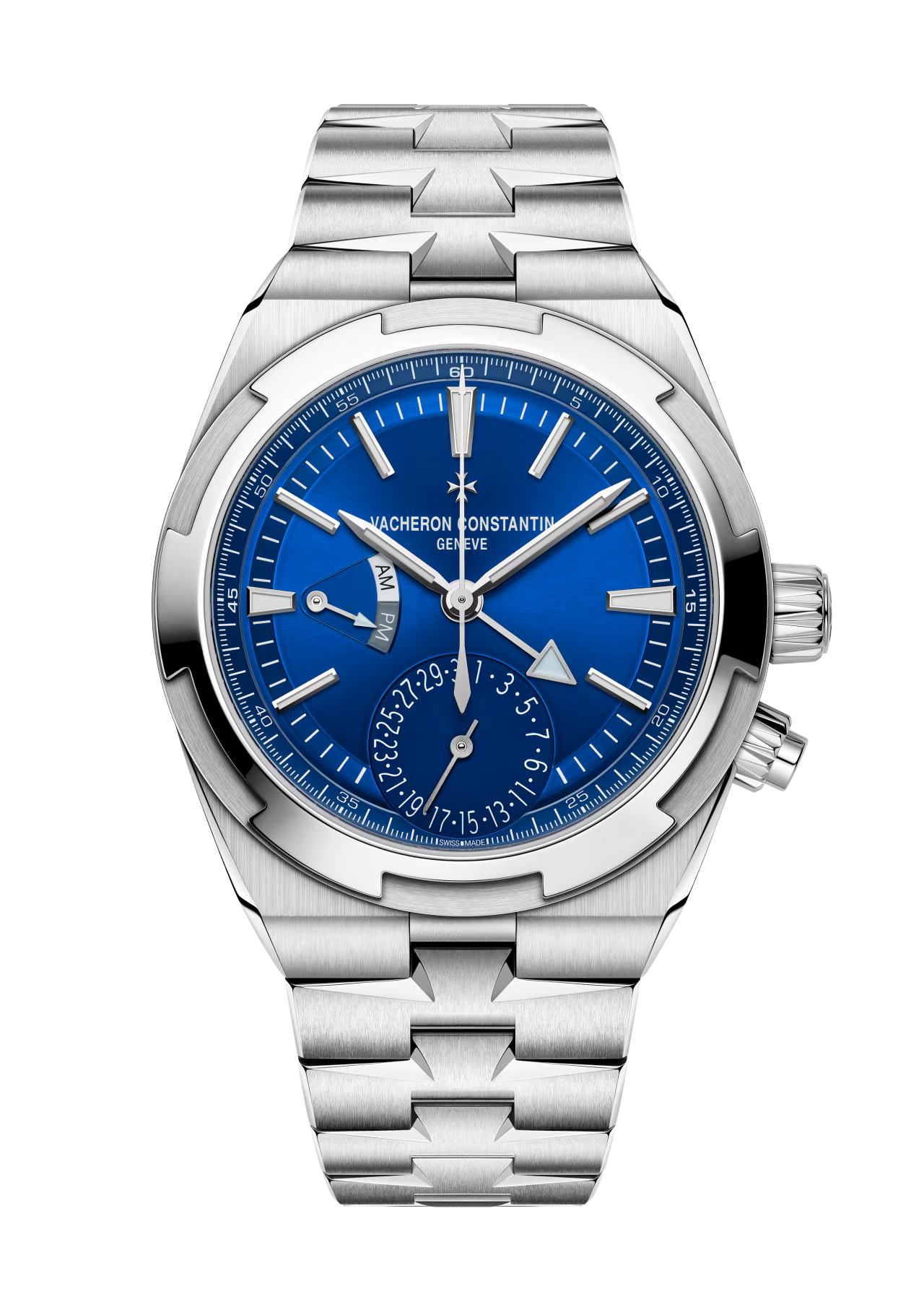 Vacheron Constantin Overseas Dual Time Semi Swiss Grade Automatic Blue Dial Stainless Steel Chain Men’s Watch