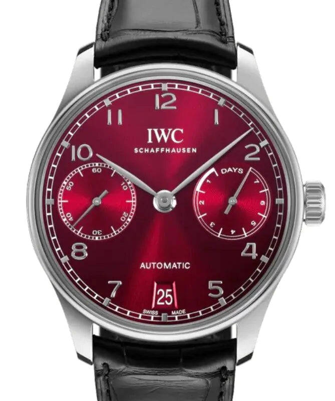 IWC "Portugieser" Chronograph Automatic Real Dial Genuine Leather Strap Men’s Watch