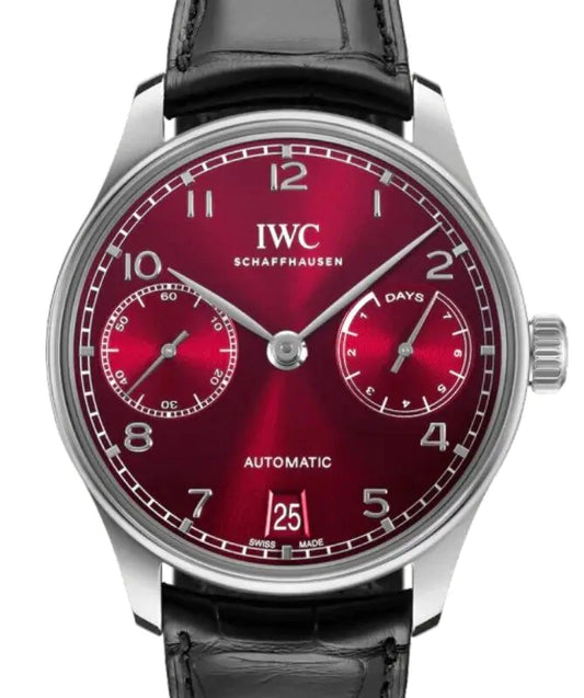 IWC "Portugieser" Chronograph Automatic Real Dial Genuine Leather Strap Men’s Watch