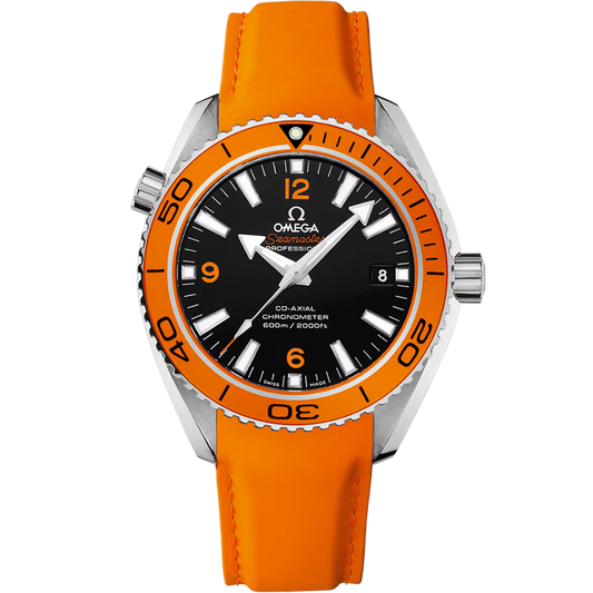 Omega Seamaster Professional Planet Ocean Automatic Stainless Steel Orange Silicone Strap Men's Watch