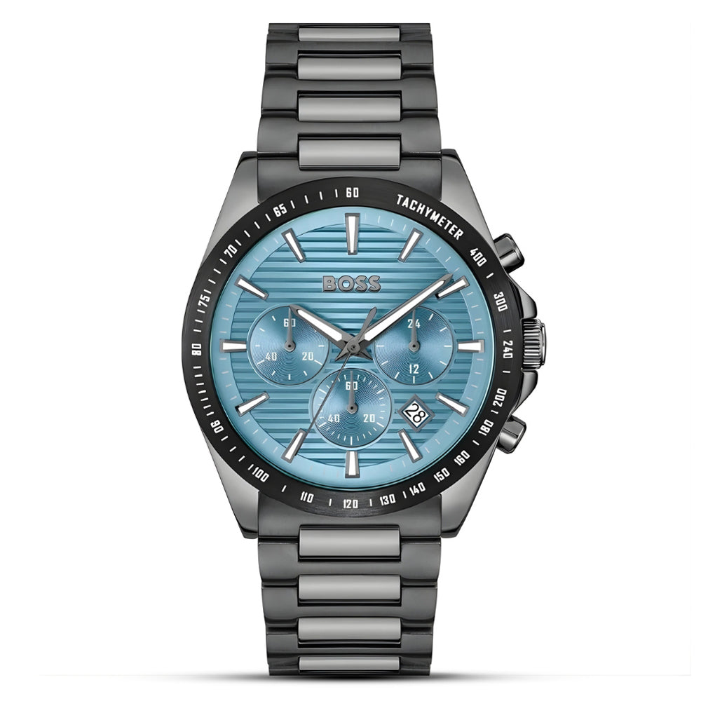 Hugo Boss Strike Chrono HB1514242 Tiffany Blue Dial Quartz Stainless Steel Chain Men’s Watch