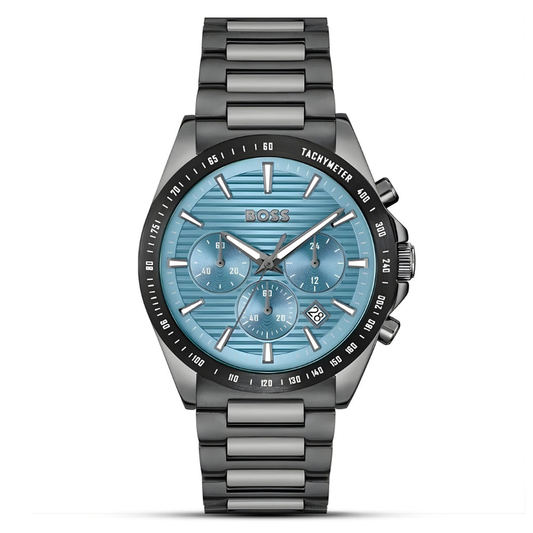 Hugo Boss Strike Chrono HB1514242 Tiffany Blue Dial Quartz Stainless Steel Chain Men’s Watch